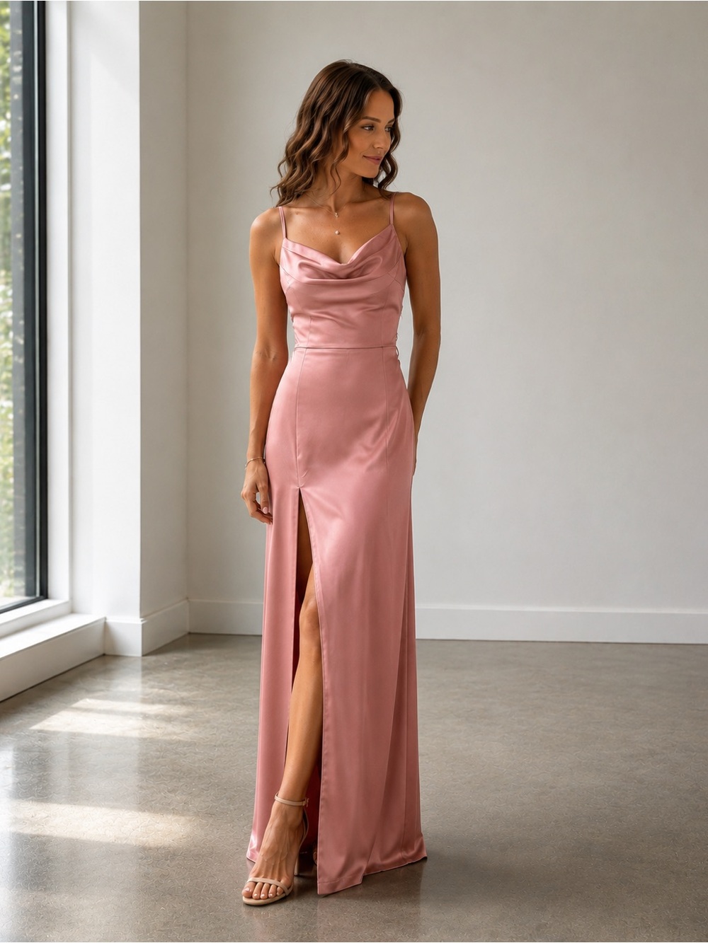 SORELLA VITA Strapless Rose Gown with Slit, Bridesmaid Dress